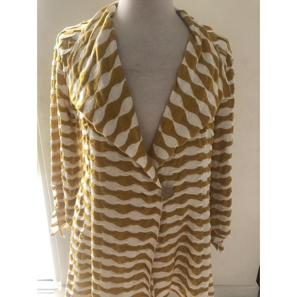 Adorn Women's Large Tunic Shirt  Asymmetrical Hem Cotton Spandex Blend Yellow